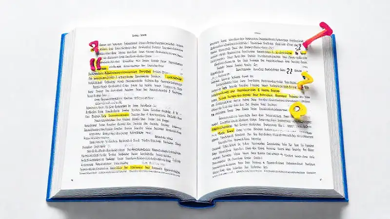 Libro abierto con colores y símbolos gramaticales