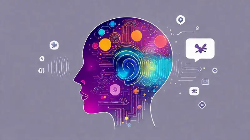 Cabeza humana abstracta con ondas sonoras modernas