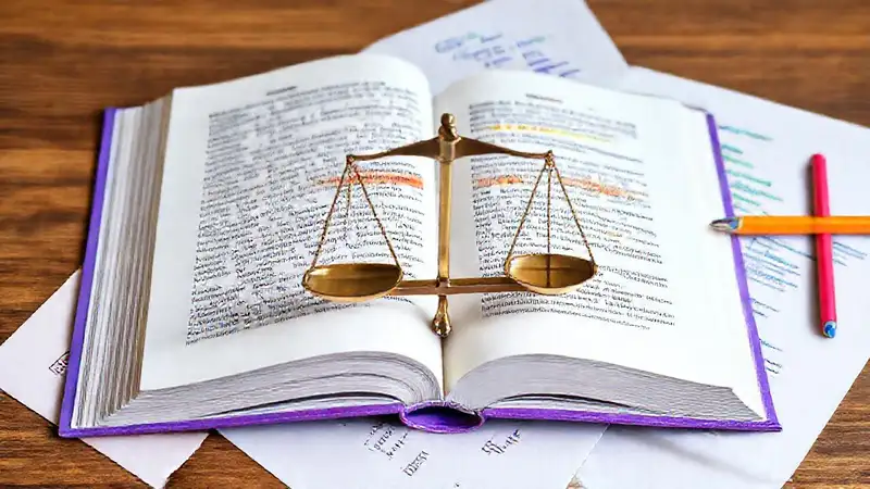 Libro resaltado y reglas de gramática vibrantes